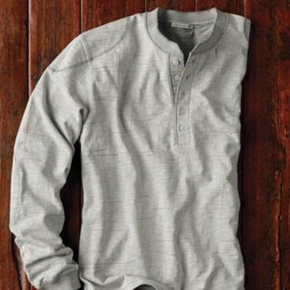 Carbon2Cobalt IPA Henley Long Sleeve Shirt, Oatmeal, Size L